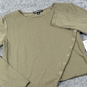 Harper Ivy XL Green Long Sleeve Asymmetrical Cropped Snap Front Top Juniors NEW